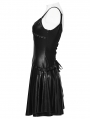 Black Gothic Punk PU Leather Rivets Slip A-Line Dress