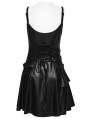 Black Gothic Punk PU Leather Rivets Slip A-Line Dress
