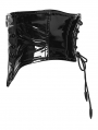 Black Gothic Cyberpunk Gloss Patent Leather Corset Waistband