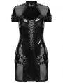 Black Gothic Punk Sexy Gloss Patent Leather Short Dress