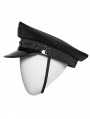 Black Gothic Punk Military Glossy Leather Hat