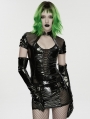 Black Gothic Punk Glossy Patent Leather Gloves