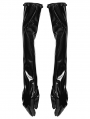 Black Gothic Punk Glossy Patent Leather Gloves