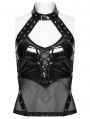Black Gothic Punk Structured Hollow Vest Top for Women