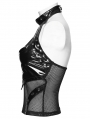 Black Gothic Punk Structured Hollow Vest Top for Women