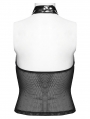 Black Gothic Punk Structured Hollow Vest Top for Women