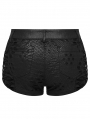 Black Gothic Punk Patterned Low Waist Shorts for Women