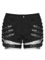 Black Gothic Punk Low Waist Personalized Shorts for Women