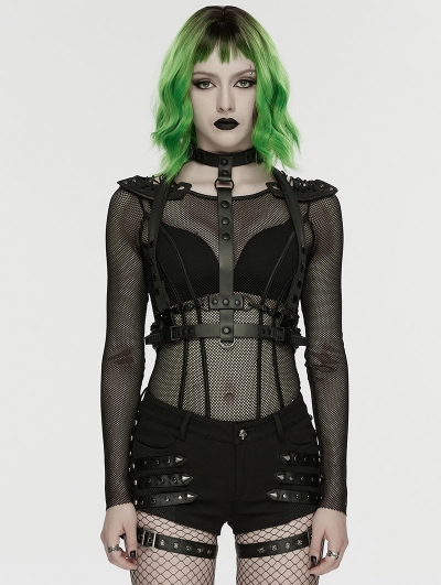 Black and Green Cyberpunk Gothic Skeleton Chain Harness