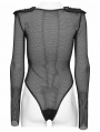 Black Gothic Cyberpunk Armor Shoulder Perspective T-Shirt for Women