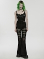 Black Gothic Punk Mesh Spliced Flared Pants for Women