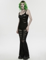Black Gothic Punk Mesh Spliced Flared Pants for Women