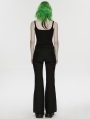 Black Gothic Punk Mesh Spliced Flared Pants for Women