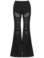 Black Gothic Punk Mesh Spliced Flared Pants for Women