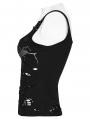 Black Gothic Punk Punk Spider Tattered Vest Top for Women