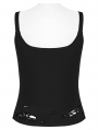 Black Gothic Punk Punk Spider Tattered Vest Top for Women