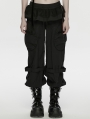 Black Gothic Punk Loose Cuffed Cargo Pants for Women