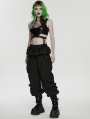 Black Gothic Punk Loose Cuffed Cargo Pants for Women