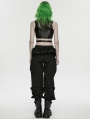 Black Gothic Punk Loose Cuffed Cargo Pants for Women