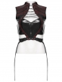 Black and Red Gothic Cyberpunk Buckled Cutout Leather Top for Women