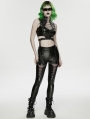Black Gothic Cyberpunk Buckled Cutout Top for Women