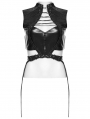 Black Gothic Cyberpunk Buckled Cutout Top for Women