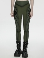 Black and Green Gothic Cyberpunk Leggings for Women