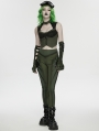 Black and Green Gothic Cyberpunk Leggings for Women
