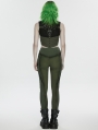 Black and Green Gothic Cyberpunk Leggings for Women