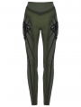 Black and Green Gothic Cyberpunk Leggings for Women