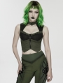 Black and Green Gothic Cyberpunk Mechanical Vest Top for Women