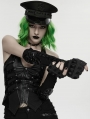 Black Gothic Cyberpunk Cutout Fingerless Gloves