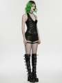 Black Gothic Punk Studded Halter Neck Vest for Women