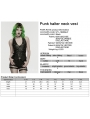 Black Gothic Punk Studded Halter Neck Vest for Women