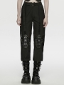 Black Gothic Cyberpunk Buckled Cargo Pants for Women