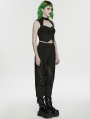 Black Gothic Cyberpunk Buckled Cargo Pants for Women
