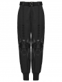 Black Gothic Cyberpunk Buckled Cargo Pants for Women