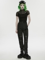 Black Gothic Punk Mesh Spliced Stand Up Collar T-Shirt for Women