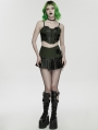 Black and Green Gothic Cyberpunk Corset Top for Women