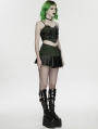 Black and Green Gothic Cyberpunk Corset Top for Women