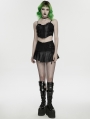Black Gothic Cyberpunk Asymmetrical One-Piece Pleated Short Skirt
