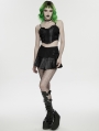 Black Gothic Cyberpunk Asymmetrical One-Piece Pleated Short Skirt