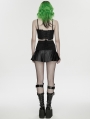 Black Gothic Cyberpunk Asymmetrical One-Piece Pleated Short Skirt