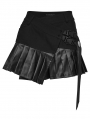 Black Gothic Cyberpunk Asymmetrical One-Piece Pleated Short Skirt