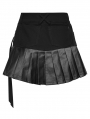 Black Gothic Cyberpunk Asymmetrical One-Piece Pleated Short Skirt