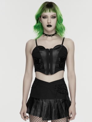 Black Gothic Cyberpunk Corset Top for Women