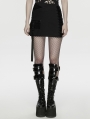 Black Gothic Cyberpunk Asymmetrical Bodycon Short Skirt