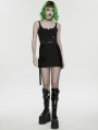 Black Gothic Cyberpunk Asymmetrical Bodycon Short Skirt