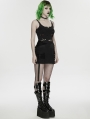 Black Gothic Cyberpunk Asymmetrical Bodycon Short Skirt
