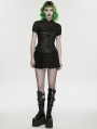 Black Gothic Punk Personality Mesh Spliced Short Sleeve Shirt for Women
